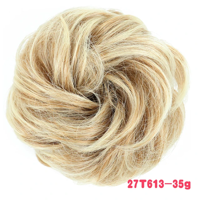 MERISIHAIR Synthetic Girls Curly Scrunchie Chignon With Rubber Band Brown Gray Hair Ring Wrap On Messy Bun Ponytails 35g-27t613