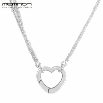 

Memnon Fine sterling silver Open Heart pendant necklaces for women 925 sterling silver link chain necklace silver 925 jewelry