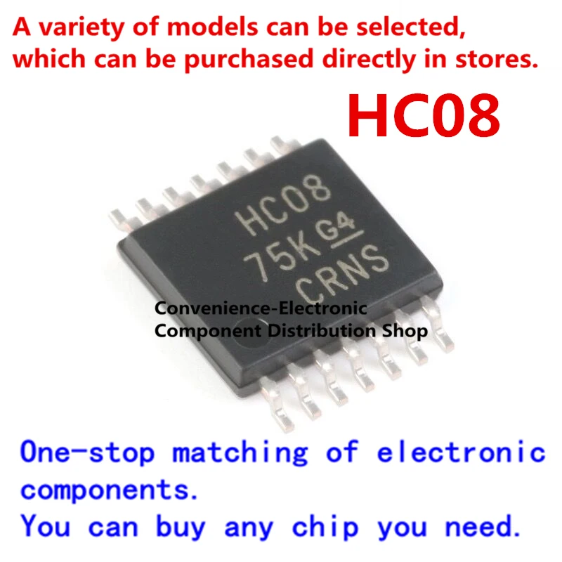 

10PCS/PACK HC08 74HC08PW SN74HC08PWR SMD 74HC08PWR TSSOP-14 six-channel inverter chip on chip