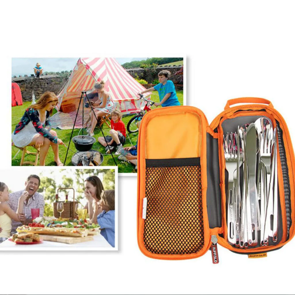 Cutlery Storage Bag Holder Camping Hiking Tableware Chopsticks Spoon Fork Organizer for Outdoor Camping Hiking Picnic BBQ