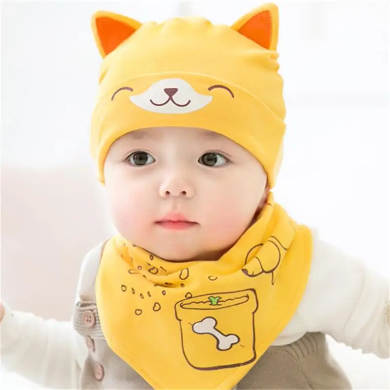 

Maylisacc Spring and Autumn Newborn Hat Cotton Hat 0-12 Months Baby Boys Girls Sleeping Hat Infant Turtleneck Hat 2-piece Set