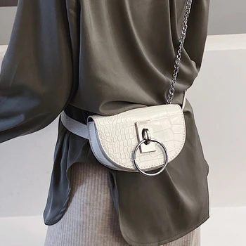 

Burminsa Summer Crocodile Pattern Mini Women Wasit Bags Unqiue Design Ring Girls Chest Pack Saddle Chain Crossbody Bags 2020