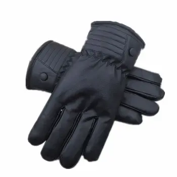 

Men's Sheepskin Leather Gloves Winter Outdoor Warm Thickening Patchwork Gloves Male Casual Ski Cycling Hand Warmer Mittens