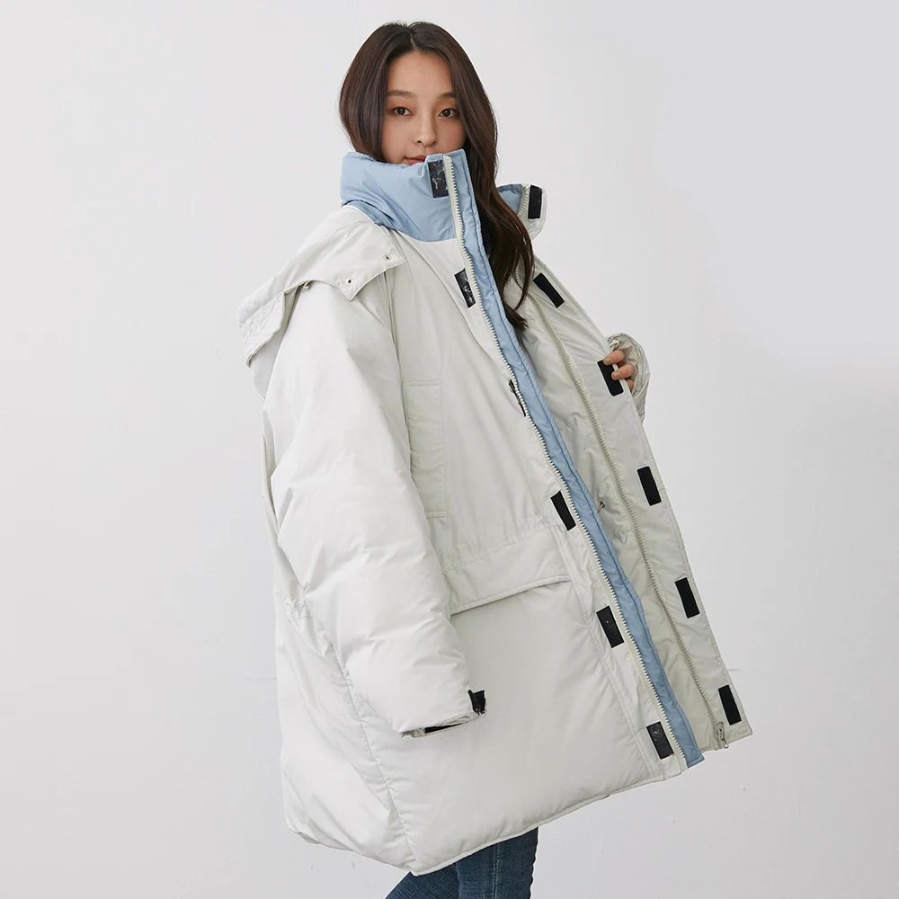 YAYA White Duck Down Jacket With Detachable Hat