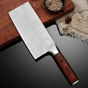 

8" Chinese Chopper Vegetable Chopping Knife Stainless Steel Fish Meat Slicing Cleaver Fruit Cutter Slicer Chef Kitchen Knives