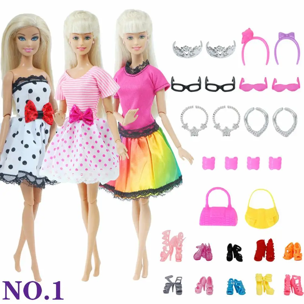 Ropa Para Muñecas 17 Cm - Pack 5 Piezas Rosa Con Accesorios - Pantalón, Bolso, Zapatos, Lazo Y Colgante