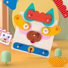 

WEMMICKS Children Wooden Animal Face Changing Puzzle Game Expression Emotion Cognition Wood Handmade Building Block Toy