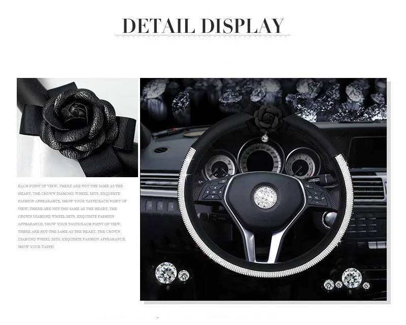 Чехол на руль Camellia Diamond Ladycrystal Rhinstone автомобильные аксессуары для руля для женщин девочек кожаные чехлы на руль