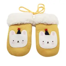 Детские зимние перчатки с милым рисунком для мальчиков и девочек; коллекция года; модные теплые варежки с ворсом; плотные перчатки высокого качества