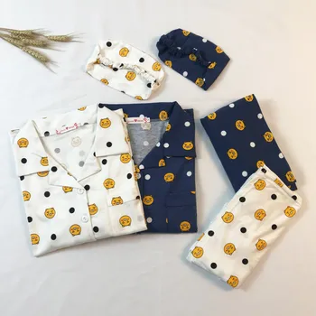 

Pajama Women South Korean Style Cartoon Printing Pajama Lovely Girl Summer Short Sleeve Shorts Pure Cotton Home Clothes Set