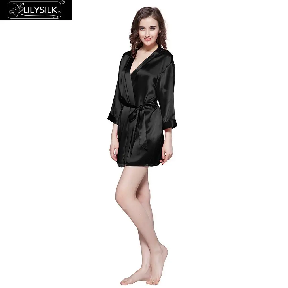 LilySilk abito da donna in seta accappatoio da notte Kimono abiti da sera  corti abiti da donna femminili naturali di lusso spedizione gratuita|Robes|  - AliExpress