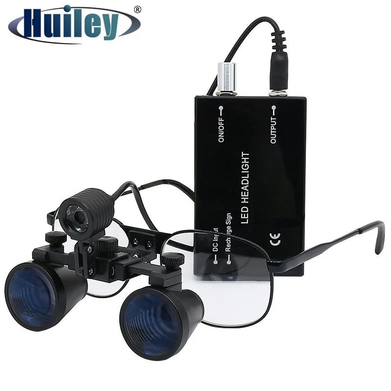2.5X Binocular Surgical Loupe TTL Dental Loupes with LED Light and Battery