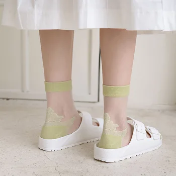 

2020 Hot Sale Hipster Harajuku Thin Ankle Socks Women Fashion Glass Transparent Short Socks Female Summer Art Fishnet Scoks Sox