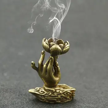 

Porcelain Back Incense Burner Copper Retro Stove Censer Buddhist Decoration Metal Back Flow Candle Holder Use In Home Teahouse