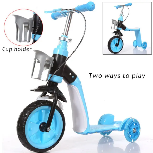 Conversion Children Three Wheel Scooters Ride On Bike Outdoor Bicycle Tricycle Baby 2 In 1 Balance Bike Ride On Toys Stroller 2