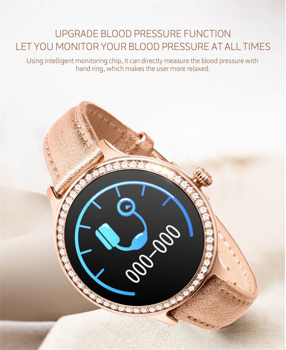 Женские умные часы M8, Круглые, для женщин, IP68, пульсометр, измеритель артериального давления, напоминание о звонках, шагомер, калории, умные часы