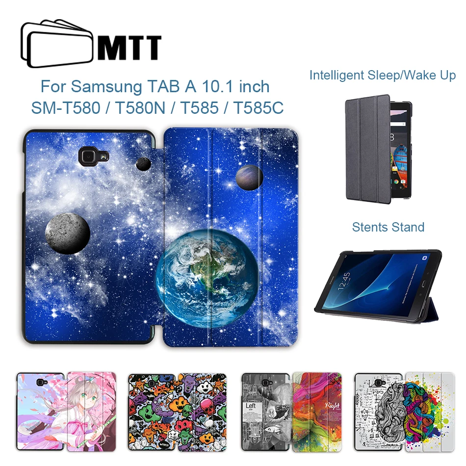 Чехол для планшета MTT для samsung Galaxy Tab A A6, 10,1 дюймов, SM-T580, T585, тонкий, трехслойный, из искусственной кожи, с откидной подставкой, умный чехол, защитный чехол