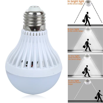 

Smart Sound/PIR Motion Sensor LED lamp light 5W E27 220V Induction Bulb Stair Hallway Night light white color