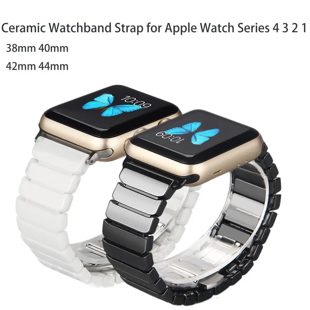 Ремешок керамический для Apple Watch Band 44 мм 42 38 40 браслет с пряжкой из нержавеющей