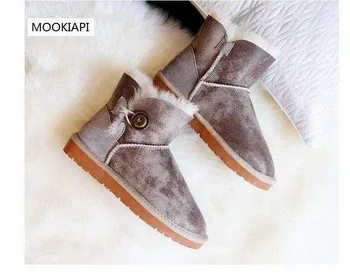 

Australia's top quality snow boots in 2019, real sheepskin, natural wool, women's short buckle shoes, two colors