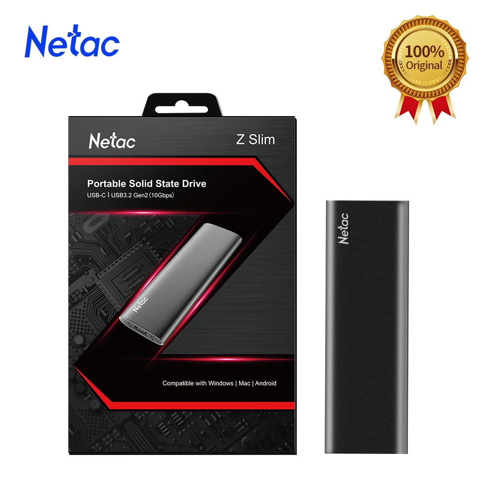 Netac ZSLIM Портативный внешний SSD 1 ТБ 2 500 Гб 250 ГБ Тип жесткого диска C USB 3