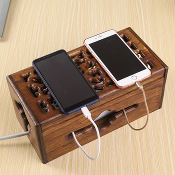 

Solid Wood Distribution Frame Socket Protection Box Home Desktop Power Cord Wire Plug Storage Box Wood Box