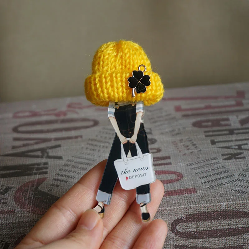 Woman Lady Brooch Cute Cool Wool Hat Models Acrylic Badges Pins Lovely Collar Jewellery Accessories Gift | Украшения и аксессуары