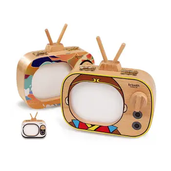 

Kuulee Wooden TV Toy Tooth Storage Box Tooth Commemorative Gift Box
