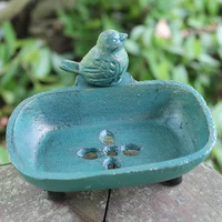 Cast Iron Soap Holder Standing Lovely Bird Antique Gold Green Handmade Tabletop Metal Dish Tray For Kitchen Bathroom Sink 2