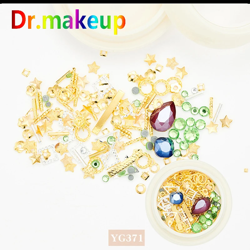 Dr. makeup 1 коробка цветные стразы для ногтей художественные украшения все дизайна