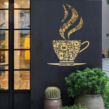 

Coffee Shop Sticker Bean Milk Tea Decal Cup Poster Vinyl Art Wall Decor Mural Decoration Break Bread Cafe Glass Decals
