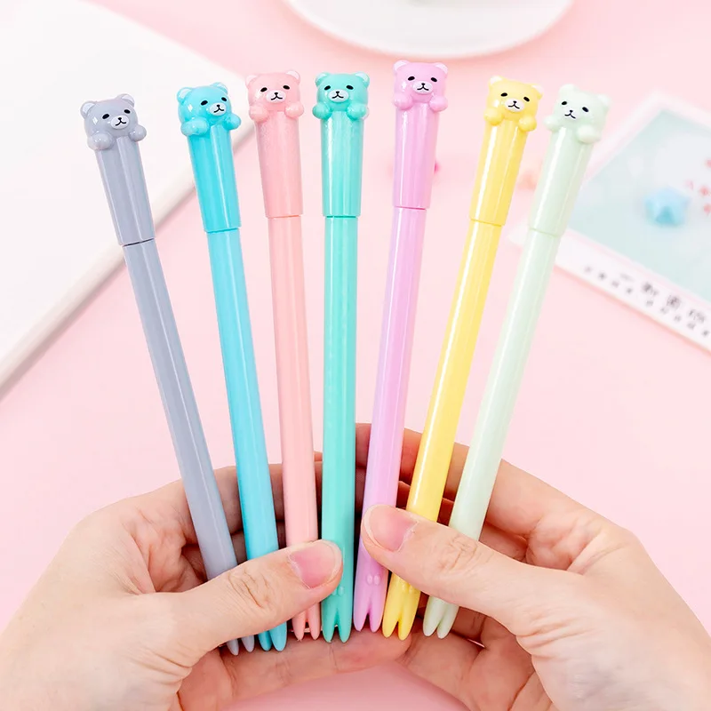 4 шт./лот Kawaii милый мультяшный медведь черные чернила гелевая ручка для подписи