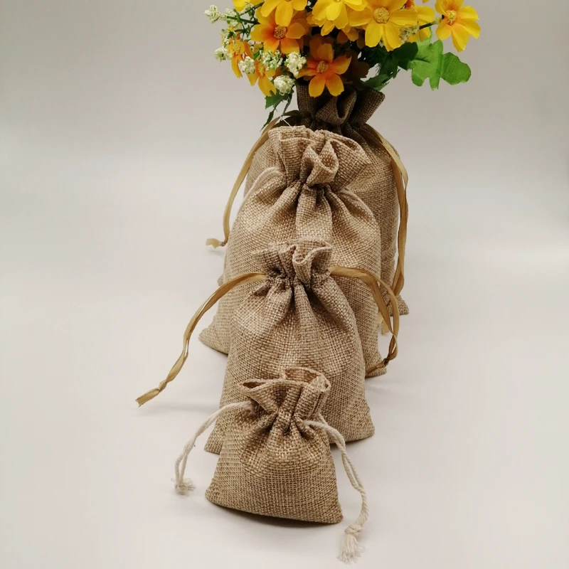 20pcs Jute Zak Jute Linen Drawstring Bag Gift Bag Jutte Zakjes Diy Handmade Jute Bag Pack Christmas Party Wedding Jewelry Pouch images - 6