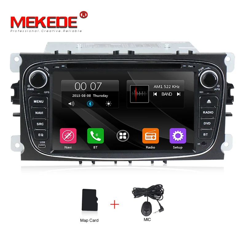 2din автомобильный gps навигационное радио для Focus S-max Kuga Mondeo с Радио DVD головное устройство рулевое колесо bluetooth управление бесплатно 8 Гб карта - Цвет: black