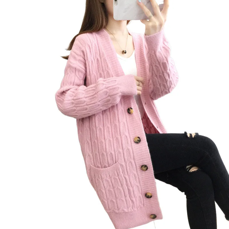

Women's Elegant Autumn Winter Coat Knitted Cardigan Spring 2023 New Female Korean Style Wild Foreign Sweater Lady Jacket OK1191
