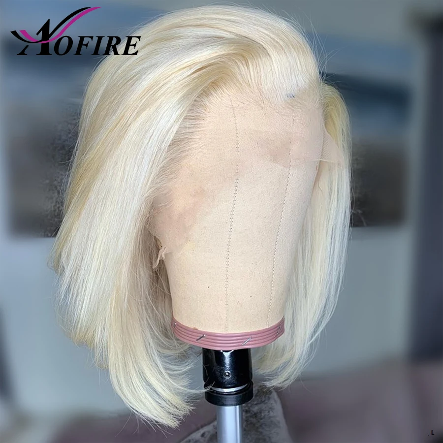 

613 Honey Blonde Short Bob Human Brazilian Remy Hair Straight 13x6 Lace Front Wig With Baby Hair Pre Plucked For Black Women