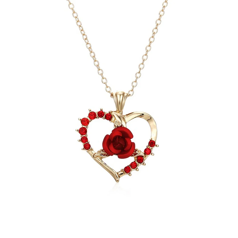 

Heart Necklace for Lady Chain Pendant Women Jewelry Alloy Fashion Gift Female Diamond Necklace