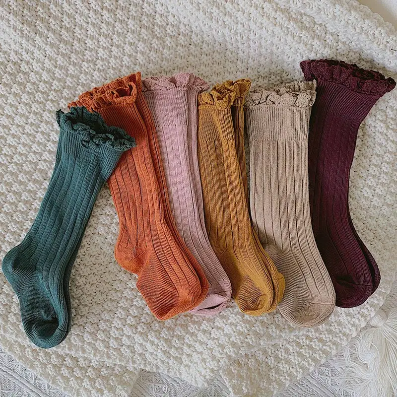 

Knee-highs For Girls Cotton Lace Autumn Winter Toddler Socks For A Boy Fashionable Soild Color Children's Socks Kids Stuff