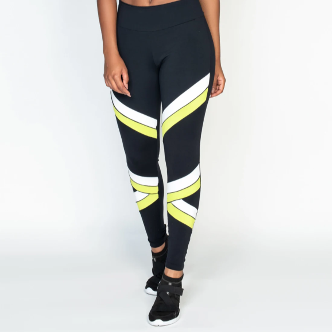Fashion Style Workout Elastic Force Fitness Ladies Leggings Sporting Brethable Skinny Striped Pattern For Women | Женская одежда