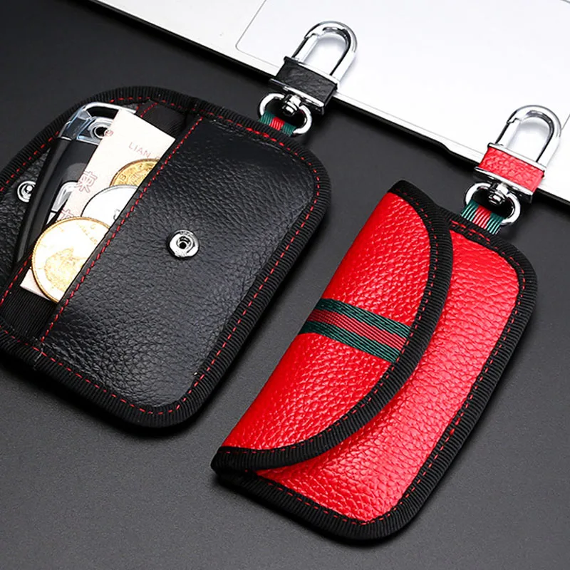 

Car key bag key set men and women 2019 retro waist hanging Bluetooth anti-lost leather Handbag Holder luxury Organizer keychain