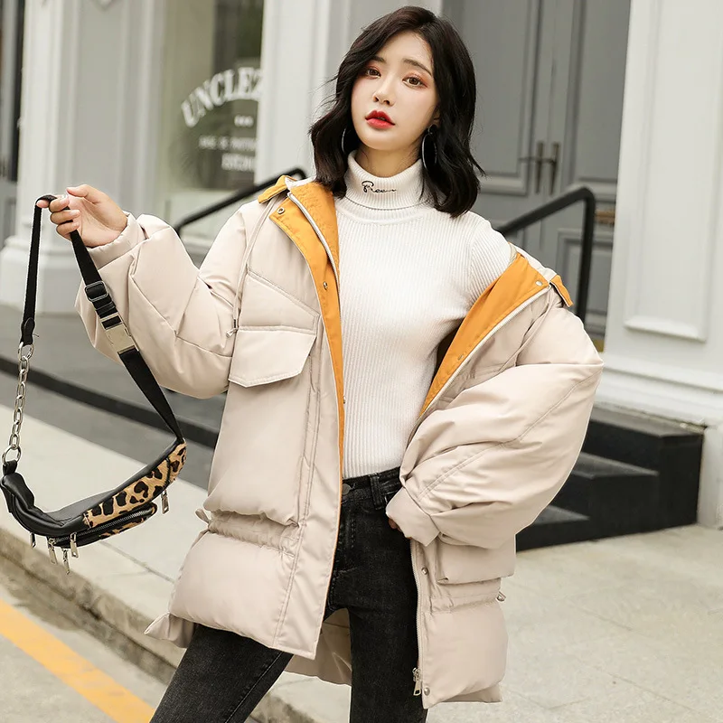 

Back Embroidered Cotton-padded Clothes Women's Winter Casual Loose Fashion Elegant by Age Students Workwear Cotton Coat