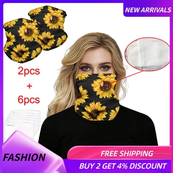 

Protection Facemask 2pcs Face Maks With 6pcs Filters Unisex Neck Multifunctional Headband With Carbon Filters Bandanas Cycling