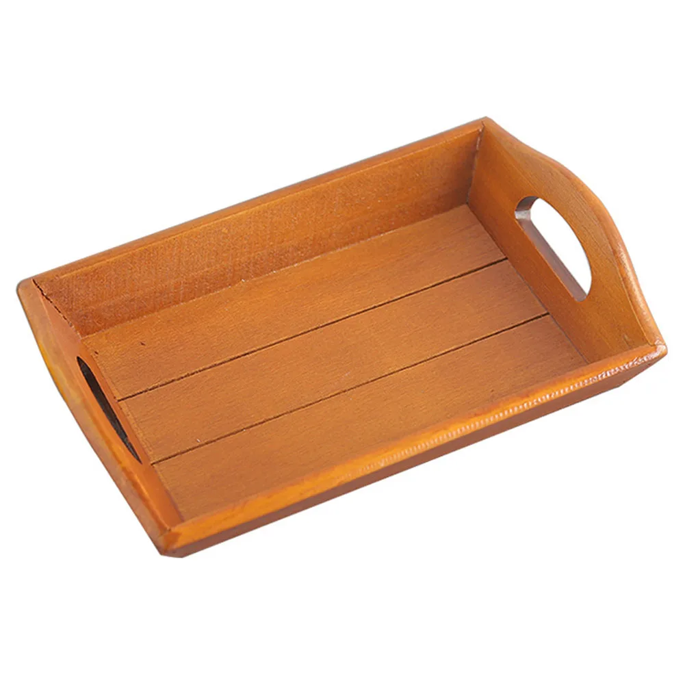 

Wooden Curved Serving Tray with Handles Storage Box Food Holder Home Ornament Great for Bar Breakfast Parties
