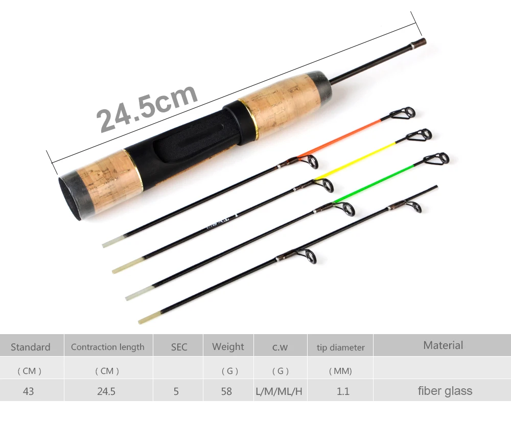 FTK удочки для зимней подледной рыбалки 24,5 см с. Ш. В./мл/М/Л портативный инструмент для рыбалки на открытом воздухе спиннинговая удочка