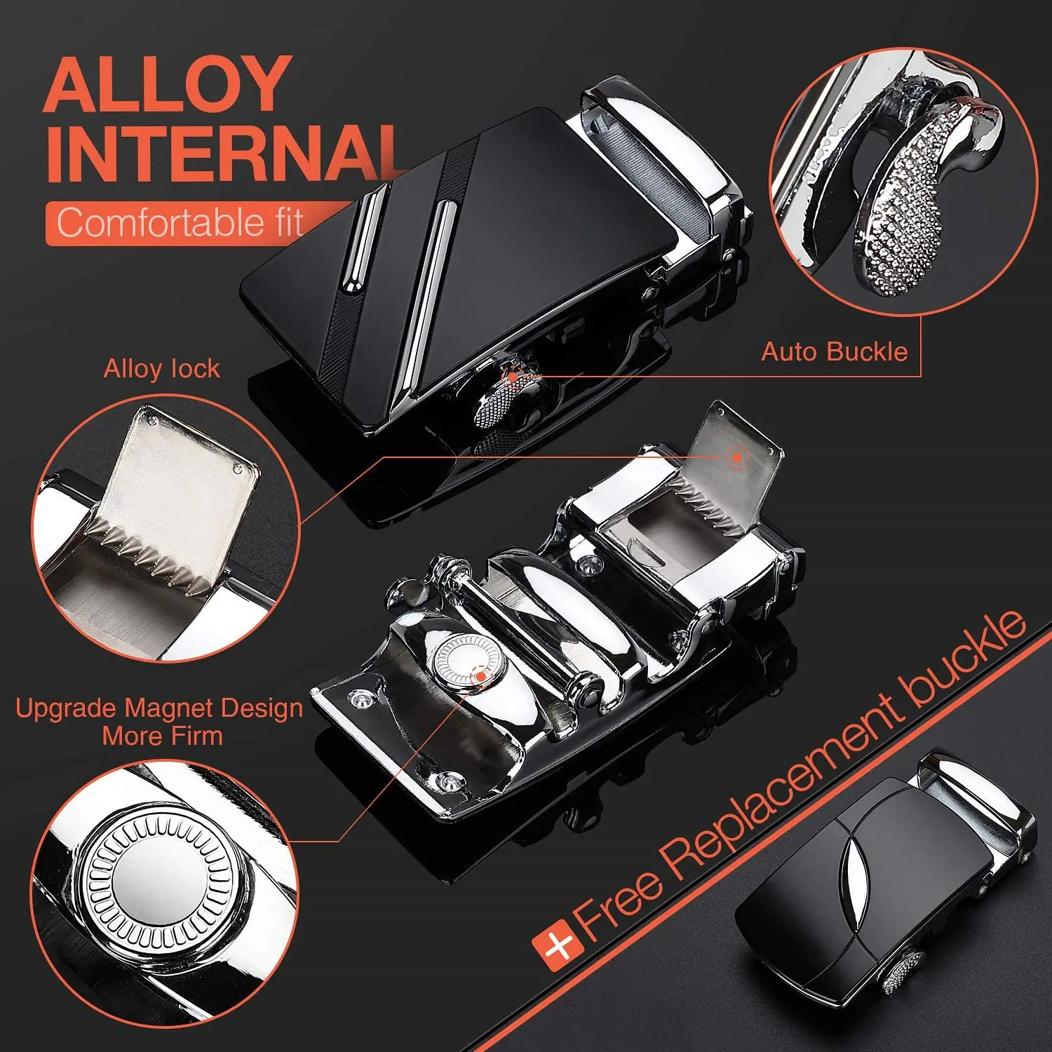 2022 New Genuine Leather Men Belt Black Automatic Ratchet Buckles Male Business Fashion Designer Waistband