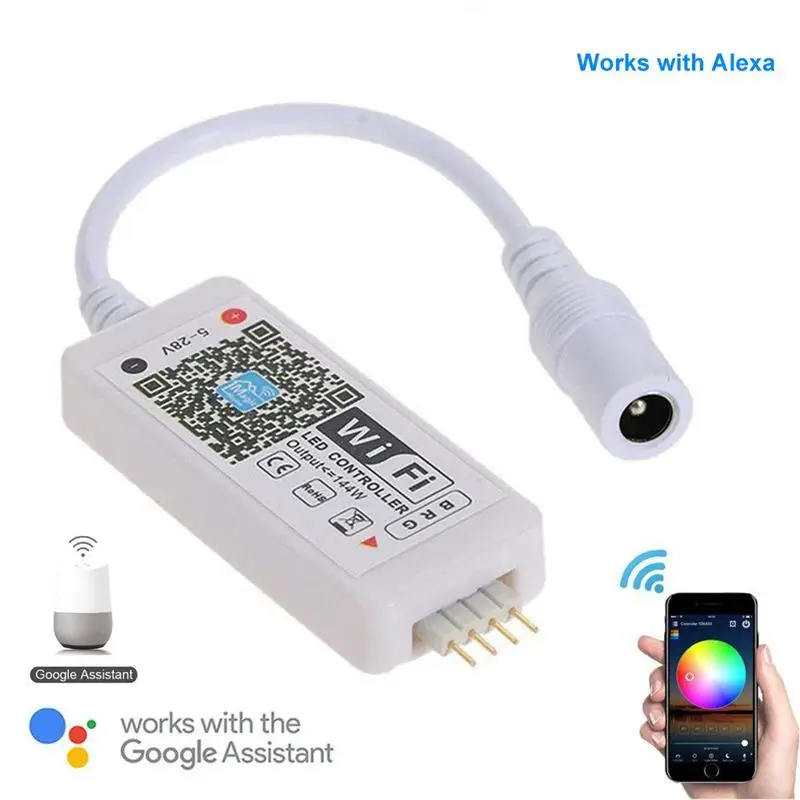 Светодиодный WiFi Пульт дистанционного управления работает с Alexa/Google Home Голосовое управление для 5050/3528 RGB Светодиодные полосы света изменение/диммер/таймер/Sou