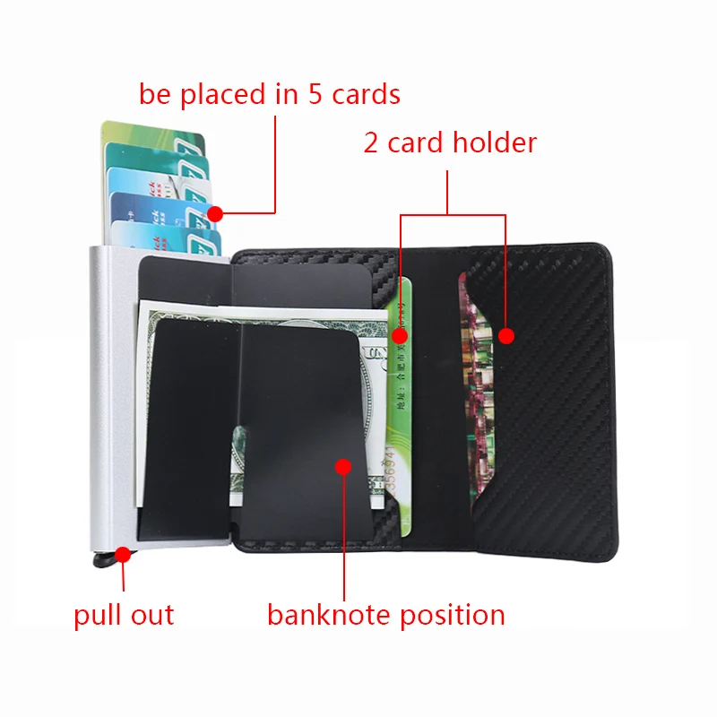 Анти вор Rfid кредитный id держатель для карт тонкий мужской минималистичный карбоновый металлический бумажник визитница сумка для кредитных карт Чехол Carteira Новинка