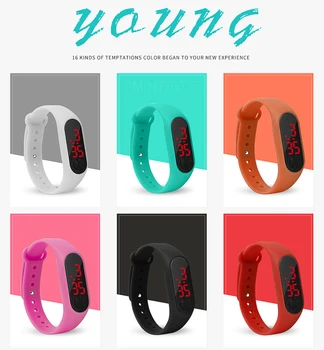 

Fashion Men Women Casual Sports Bracelet Watches White LED Electronic Digital Candy Color Silicone Wrist Watch for Children Kids