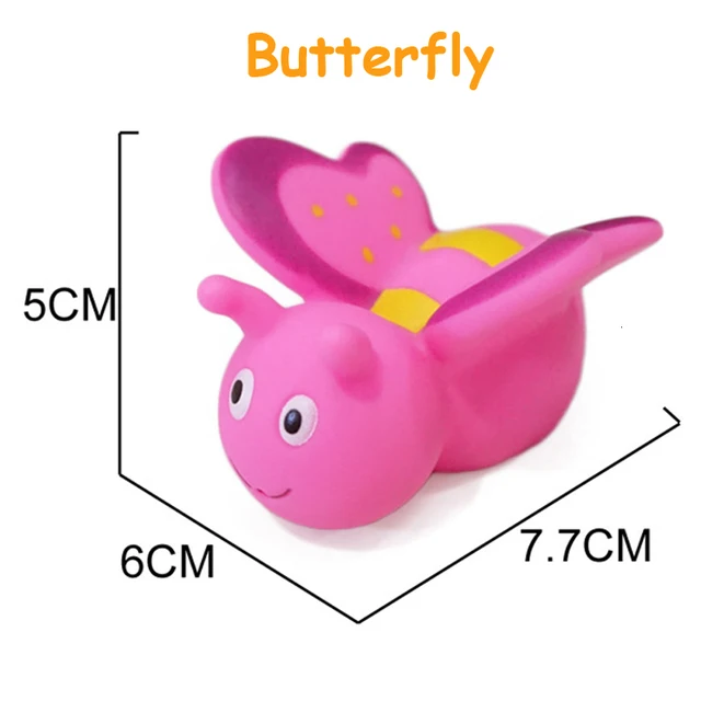 1PCS Baby Bath Toys Soft Rubber Duck Squeeze Sound  Float Animals Bathroom Swimming Water Toys for Children Boys Girls 5