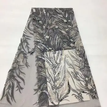 

New Rose Gold 2020 shiny French lace fabric 5 yards fashion party dresses tulle lace fabric with sequins African net lace dress